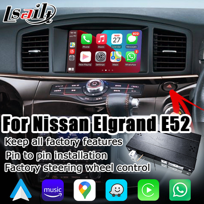 Interface automática sem fio carplay android para Nissan Elgrand E52 IT08 08IT Quest inclui especificações do Japão