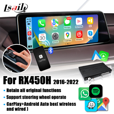 Interface Lexus CarPlay para RX450H 2016-2022 RX350 Suporte sem fio Android Auto, Câmeras