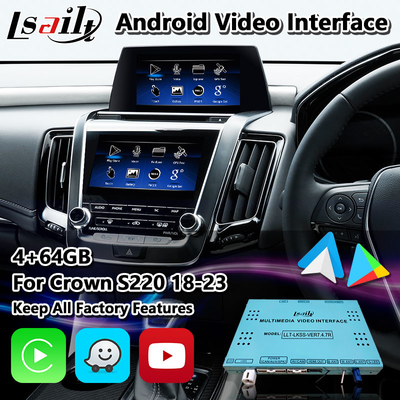 Relação video dos multimédios de Lsailt Android para a coroa S220 2018-2023 de Toyota com Carplay