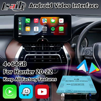Interface de vídeo Android Lsailt 64GB para Toyota Harrier Hybrid 2020-2023 com módulo de rádio