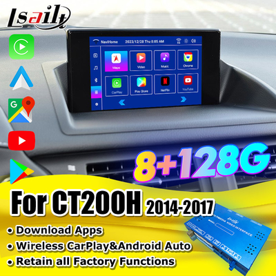 Lsailt Wireless CarPlay Interface de vídeo Android para Lexus CT CT200H 2014-2017 Suporte Download APPs, NetFlix, YouTube