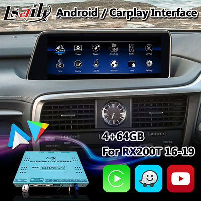 Interface de vídeo multimídia Lsailt 4+64GB Android para Lexus RX 200t RX350 RX450H 2016-2019
