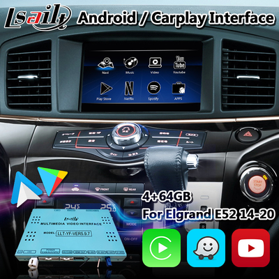 Relação video Carplay sem fio dos multimédios de Android para Nissan Elgrand E52