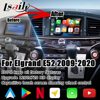 Nissan Elgrand E52 HD muti dedo touch atualização de tela HD sem fio carplay android auto