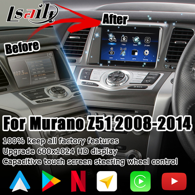 Atualização de tela do Nissan Murano Z51 Android HD Android auto carplay Youtube waze Netflix play