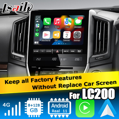 Toyota Land Cruiser LC200 Interface de vídeo Android 8+128GB alimentada pela Qualcomm com carplay android auto