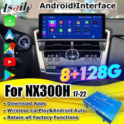 Lsailt 8+128G Qualcomm Android Interface para Lexus NX NX200H NX300 2013-2021 Inclui YouTube, NetFlix, CarPlay