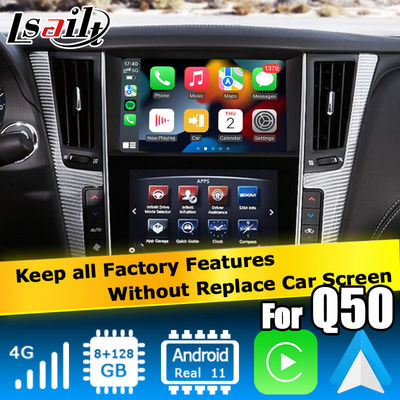 Interface GPS CarPlay, interface de caixa de navegação Android 13 de 8+128GB para Infiniti Q50 / Q60