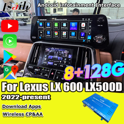 Lsailt Qualcomm Android Video Interface para Lexus LX600 LX500d RX ES NX 2021- Suporte ao YouTube, NetFlix, CarPlay sem fio