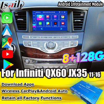 Lsailt 8G Android Multimédia Interface para Infiniti QX60 JX35 2011-2020 CarPlay sem fio integrado, Android Auto