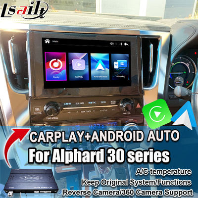 Módulo de atualização automática sem fio Apple CarPlay / Android para Alphard Série 30 Vellfire Toyota Suporte FM Radio,A / C, Espelho, Câmeras