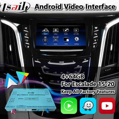 Lsait Android Navegação Multimídia Interface de Vídeo para 2015-2020 Cadillac Escalade Sistema CUE com Carplay
