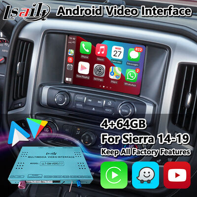 Interface Multimídia de Vídeo Android Lsailt para GMC Sierra 1500 2500 3500 2014-2019 com Sistema Intellilink e Carplay