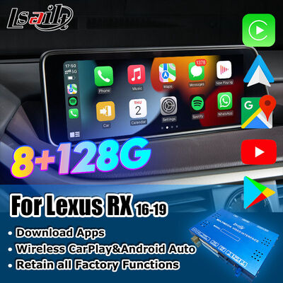 Interface de Vídeo CarPlay/Android para Sistemas Multimídia Lexus para RX450H RX350 de 12,3 Polegadas 2016-2021 com YouTube, NetFlix, Android Auto Integrados