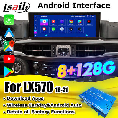 Módulo de atualização Android OEM para LX570 Lexus RX GX LS NX ES Integração CarPlay sem fio, Android Auto, YouTube, Netflix
