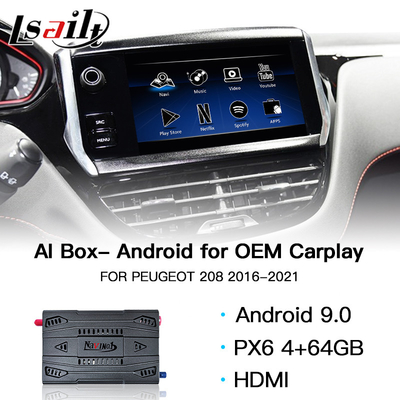 Caixa 4GB 64GB HDMI Android 9,0 do AI do carro de USB Carplay para a navegação de Peugeot 208 GPS