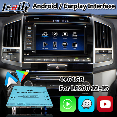 Interface de vídeo multimídia Lsailt Android para Toyota Land Cruiser LC200 2013-2015 com Android Auto Carplay