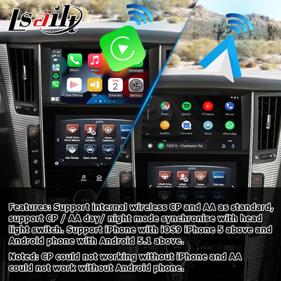 Relação dos meios da projeção da tela do androide carplay sem fio de Infiniti Q50 Q60 auto