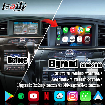 Tela sem fio dos multimédios do carro de CarPlay para Nissan Elgrand Patrol, armada Infiniti QX com navegação de GPS, automóvel de Android