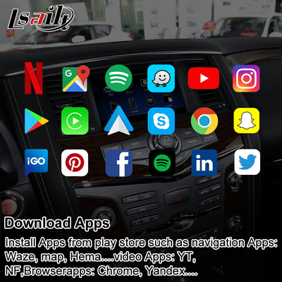 Tela dos multimédios do carro de Lsailt para a patrulha Nissan Armada com CarPlay sem fio, YouTube, exposição da elevação