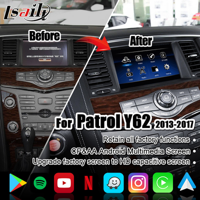 Tela dos multimédios do carro de Lsailt para a patrulha Nissan Armada com CarPlay sem fio, YouTube, exposição da elevação
