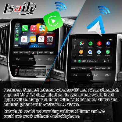 Multimédios do androide carplay sem fio do estilo do OEM do Toyota Land Cruiser LC200 os auto conectam a elevação