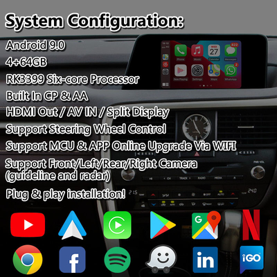 Lsailt Android Multimédia Interface para Lexus RX200T RX350 RX300 RX Mouse Control 2016-2019