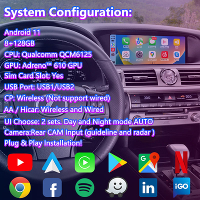 Lsailt 8+128GB Android Multimédia Carplay Interface Box para Lexus LS LS600h LS460 2012-2017