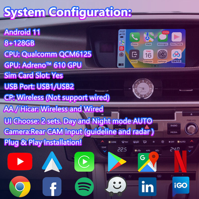 8+128GB Lsailt Android Interface de vídeo de navegação Para Lexus ES 350 300h 250 200 XV60 Controle de mouse 2012-2018