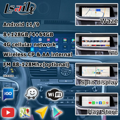 Android 8+128GB Lsailt Lexus Android carplay Android auto Ecrã para RX350 RX450h RX300 Processador de 2,0Ghz