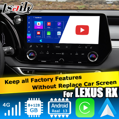 Interface de vídeo Lexus RX 2023 Android 11 alimentada por Qualcomm RX350h RX500h RX350 RX450h+