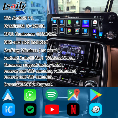 Lsailt Qualcomm Android Video Interface para Lexus LX600 LX500d RX ES NX 2021- Suporte ao YouTube, NetFlix, CarPlay sem fio