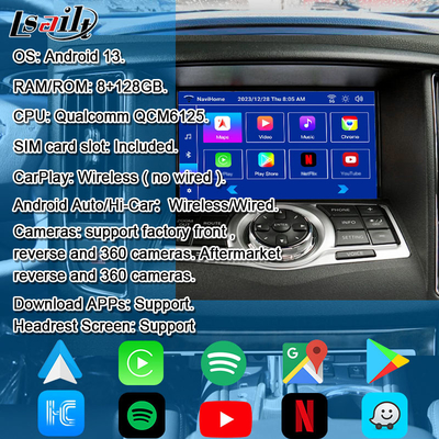 Lsailt 8G CarPlay& Android Interface de vídeo para Nissan Maxima 09-15 Infiniti G37 com Google, YouTube, NetFlix