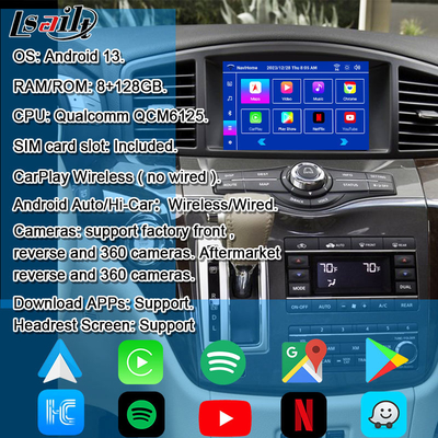 Lsailt Android 13 Smart Android Infotainment Module para Nissan Quest 2011-2022 Suporte ao CarPlay sem fio, NetFlix