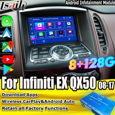 Lsailt 8G Android Infotainment Module para Infiniti EX QX50 2008-2017 Incluído CarPlay sem fio, YouTube, NetFlix