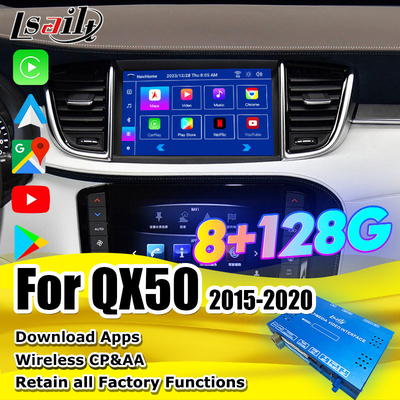 8+128G Box de Navegação Android Módulo de Infoentretenimento para Infiniti QX50 2018-2020 EX QX80 com CarPlay sem fio, Interface Android