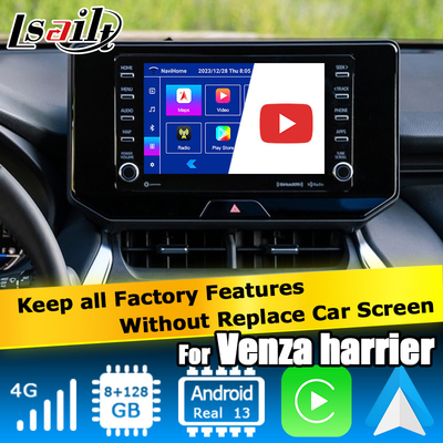Toyota Harrier Venza Android 13 interface de vídeo multimídia 2019-presente carplay sem fio Android auto