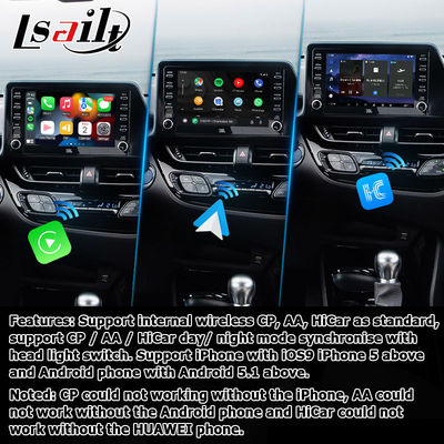 Interface multimédia Android 13 para Toyota C-HR CHR com Android Auto e CarPlay