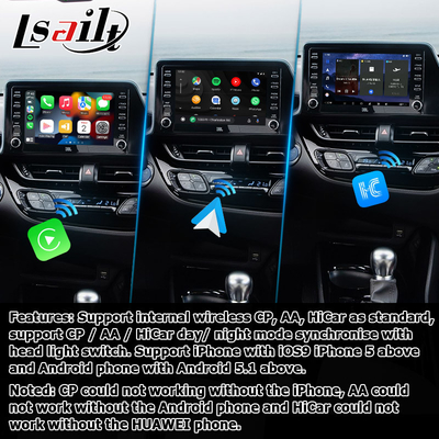 Toyota C-HR CHR Android 13 interface multimídia com carplay automático Android sem fio