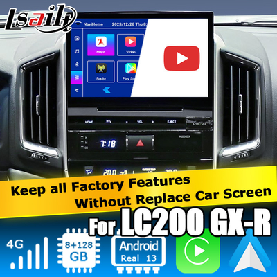 Carro Android 13 caixa de navegação para Toyota LC200 GXR Fujitsu unidade Carplay waze youtube vista traseira etc