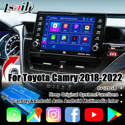 Lsailt Android 13 Interface de vídeo para Toyota Camry 2018-2021 RAV-4, Sienna OEM Atualização de tela com sistema multimídia Android Incluído YouTube, NetFlix