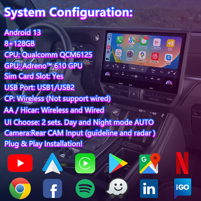 Lsailt Android Carplay Multimédia Interface de Vídeo para 2024-Presente Lexus GX GX550