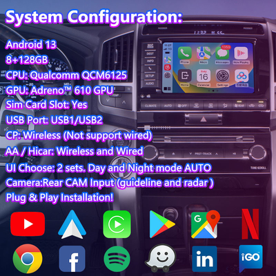 Lsailt Android Multimédia Interface de vídeo para Toyota Land Cruiser LC200 V8 LC 200 2012-2015
