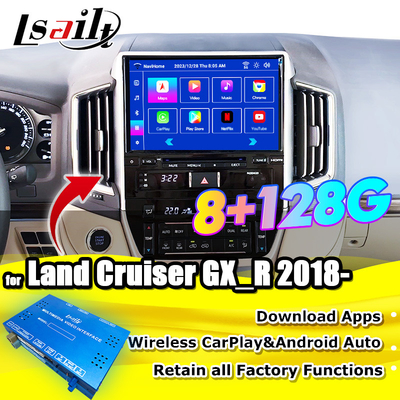Interface multimídia Android para Land Cruiser GX_R 2018-2021 LC200 Wireless Apple CarPlay& Android Auto Retrofit Upgrade