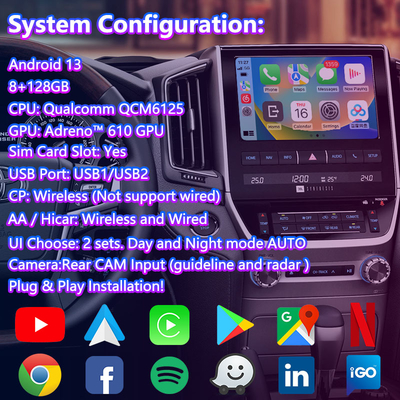 Interface de vídeo multimídia Android para Toyota Land Cruiser 200 LC200 VX VXR VX-R 2016-2021