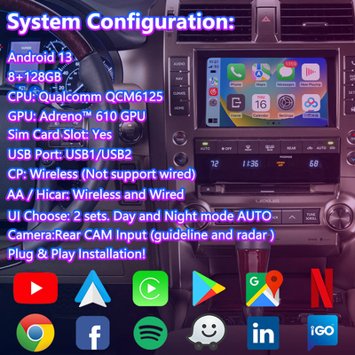 Interface de Vídeo Multimédia Android Lsailt para Lexus GX 460 GX460 2013-2021