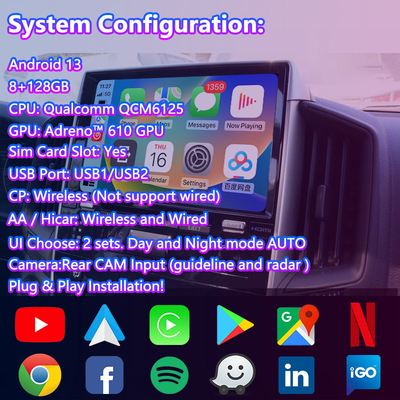 Lsailt Android Multimédia Interface de vídeo para 2018-2022 Toyota Land Cruiser LC200 GX-R LC 200 GXR