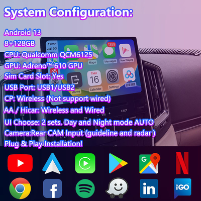 Lsailt Android Multimédia Interface de vídeo para Toyota Land Cruiser LC200 GXR GX-R FST LC 200 2018-2022