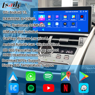 Lexus Android Screen com CarPlay Wireless e Android Auto 10,25 polegadas touchscreen ♪ SIM Card e 360 câmeras IPS Display