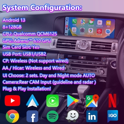 Lsailt 8+128GB Android Multimédia Interface de vídeo para 2012-2017 Lexus LS460 LS 600h 460L